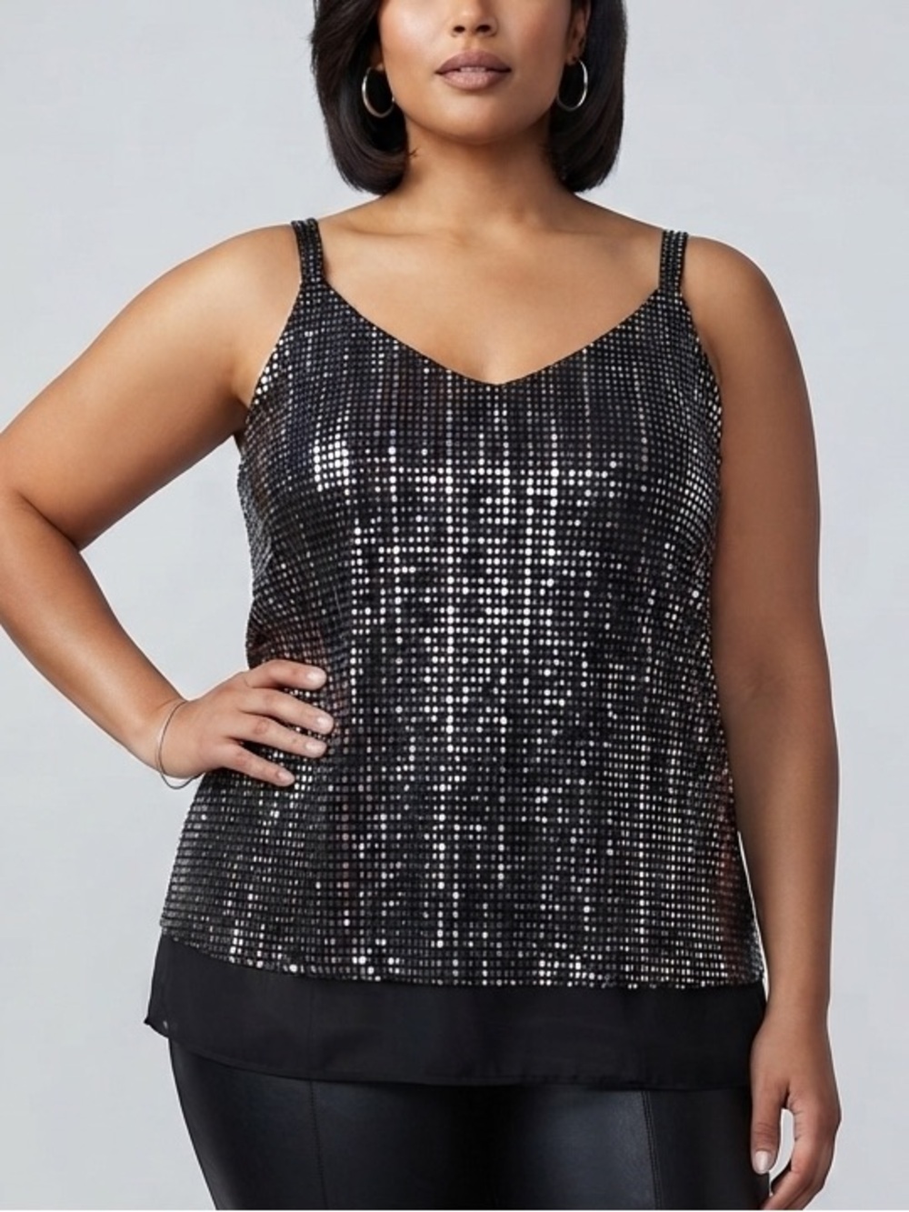 RICKI’S Black Metallic Dot Sleeveless Tank Top size XXL